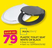 Mainstays Plastic Toilet Seat White Or Black-Each