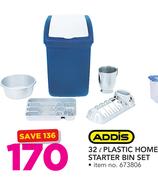 Addis 32Ltr Plastic Home Starter Bin Set