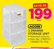 Addis 3 Drawer Storage Unit-Each