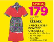 Ethnix 3 Piece Ladies Domestic Overall Set-Each