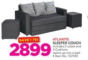 Atlantis Sleeper Couch Includes 2 Cubes & 3 Cushions