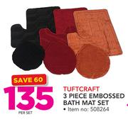 Tuft Craft 3 Piece Embossed Bath Mat Set-Per Set