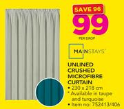 Mainstays Unlined Crushed Microfibre Curtain-230 x 218cm Per Drop