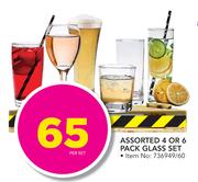 Assorted 4 Or 6 Pack Glass Set-Per Set