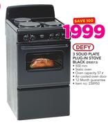 Defy 3 Solid Plate Plug In Stove Black DSS513