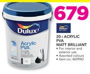 Dulux 20Ltr Acrylic PVA Matt Brilliant