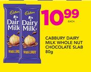 Cadbury Dairy M3ilk Whole Nut Chocolate Slab-80g Each