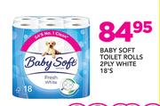 Baby Soft Toilet Rolls 2Ply White 18's