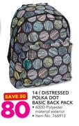 14Ltr Distressed Polka Dot Basic Back Pack