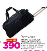 Voyager Fusion 55cm Black Trolley Duffle Bag