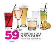 Assorted 4 Or 6 Pack Glass Set