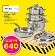 Mainstays 8 Piece Stainless Steel Solid Lids Pot Set