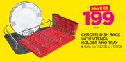 Chrome Dish Rack With Utensil Holder And Tray
