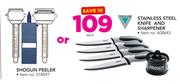 Shogun Peeler Or Stainless Steel Knife And Sharpener-Each
