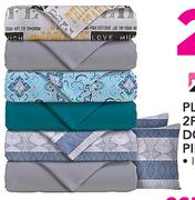 Casa Plain Printed 2 Flat Sheet Queen Includes 2 Pillowcases