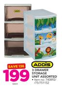 Addis 3 Drawer Storage Unit Assorted-Each