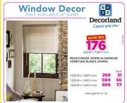 Decorland Ready-Made 25mm Aluminium Venetian Blinds Flawn 1000W x 1000H mm