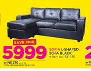 Sofia L-Shaped Sofa Black