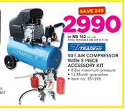Tradeair 50L Air Compressor With 5 Piece Accessory Kit 
