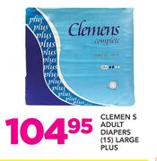 Clemen S Adult Diapers 15 Large Plus