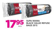 Supa Mama Black Value Refuse Bags 20's