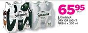 Savanna Dry Or Light NRB-6 x 330ml Each