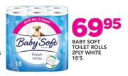 Baby Soft Toilet Rolls 2Ply White-18's Pack
