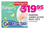 Pampers Jumbo Active Maxi Assorted-120's Pack