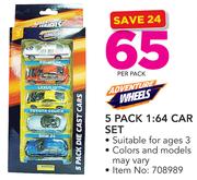 Adventure Wheels 5 Pack 1:64 Car Set-Per Pack