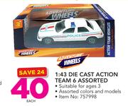 Adventure Wheels 1:43 Die Cast Action Team 6 Assorted