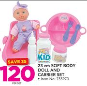 Kid Connections 23cm Soft Body Doll And Carrier Set-Per Set