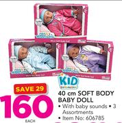 Kid Connections 40cm Soft Body Baby Doll With Baby Sounds-Each