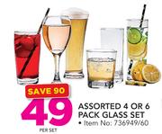 Assorted 4 Or 6 Pack Glass Set-Per Set