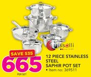  Tissolli 12 Piece Stainless Steel Saphir Pot Set-Per Set