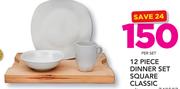 12 Piece Dinner Set Square Classic-Per Set