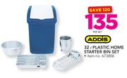 Addis 32Ltr Plastic Home Starter Bin Set-Per Set