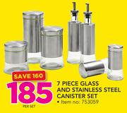 7 Piece Glass & Stainless Steel Canister Set-Per Set