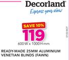 Decorland Ready made 25mm Aluminium Venetial Blinds(Fawn) 600x1000mm