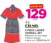 Ethnik 3 Piece Ladies Overall Set(Medium To XXX Range)-Each