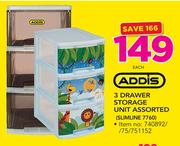 Addis 3 Drawer Storage Unit Assorted-Each