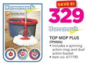 Homemark Top Mop Plus TPM006 Including A Spinning Action Mop And Dual Action Bucket