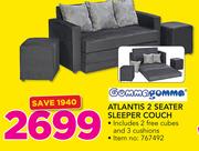 Gommagomma Atlantis 2 Seater Sleeper Couch Including 2 Free Cubes And 3 Cushions