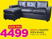 Sofia L-Shaped Sofa Black