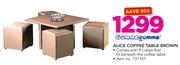 Gommagomma Alice Coffee Table Brown With 4 Cubes