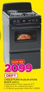 Defy 3 Solid Plate Plug In Stove Black DSS 513