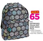 Distressed 14Ltr Polka Dot Basic Backpack