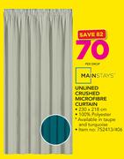 Mainstays Unlined Crushed Microfiber Curtain-230 x 218cm Per Drop