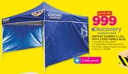 Discovery Adventures Instant Gazebo 3 x 3m With 2 Side Panels Blue Includes Stabity Ropes & Pegs