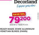 Decorland Ready Made 25mm Aluminium Venetian Blinds (Fawn) 600x1600mm