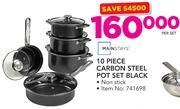 Mainstays 10 Piece Carbon Steel Pot Set Black-Per Set
